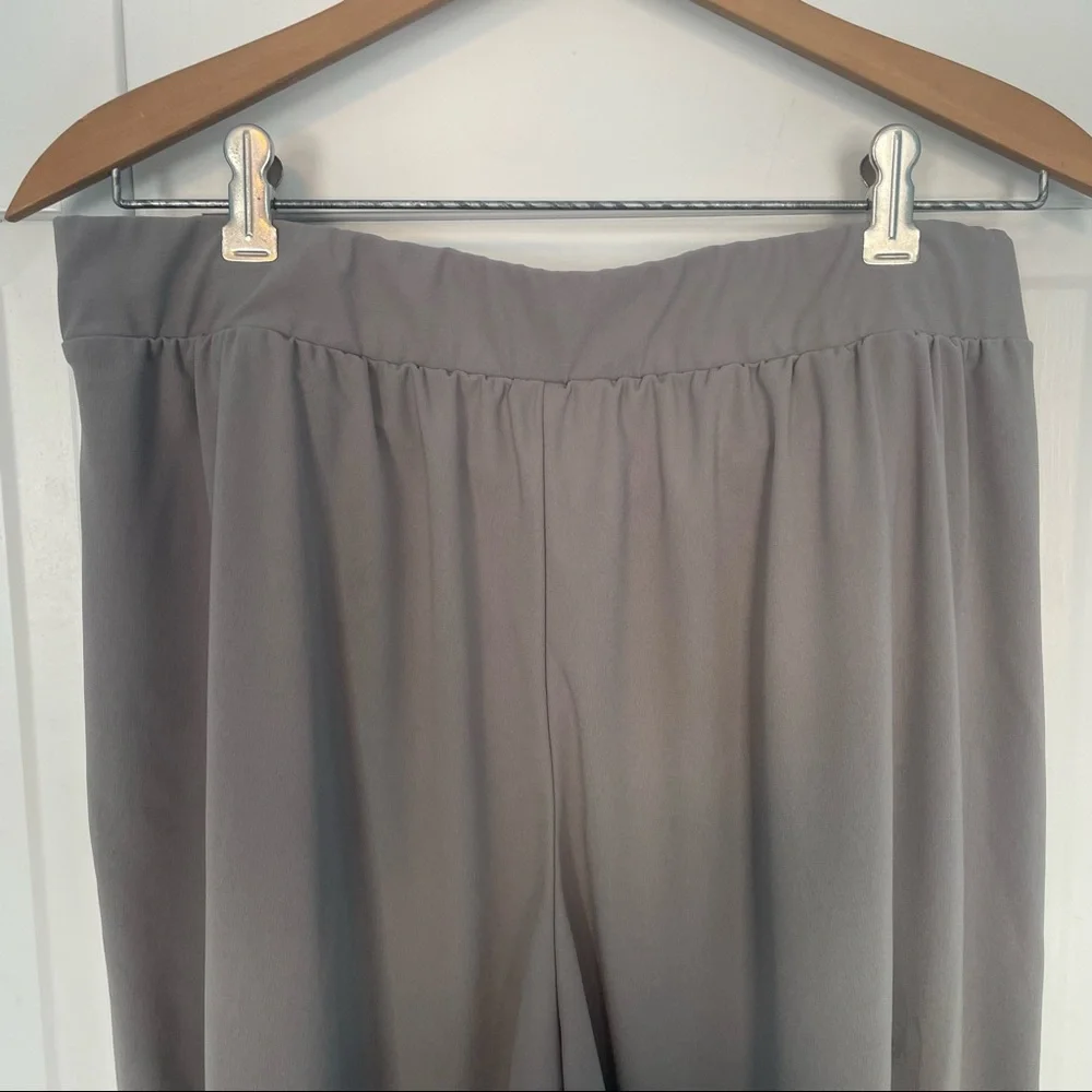 Uniqlo Gray Greenish Gaucho Wide Leg Stretch Flowy Pants Capris Elastic XL - Picture 4 of 12